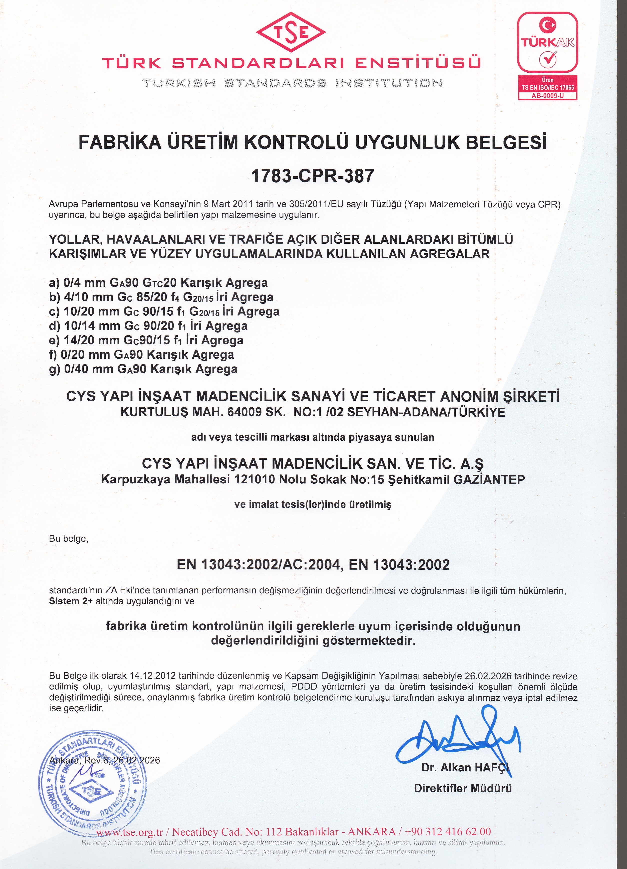 Cys Yapı | CE 13043