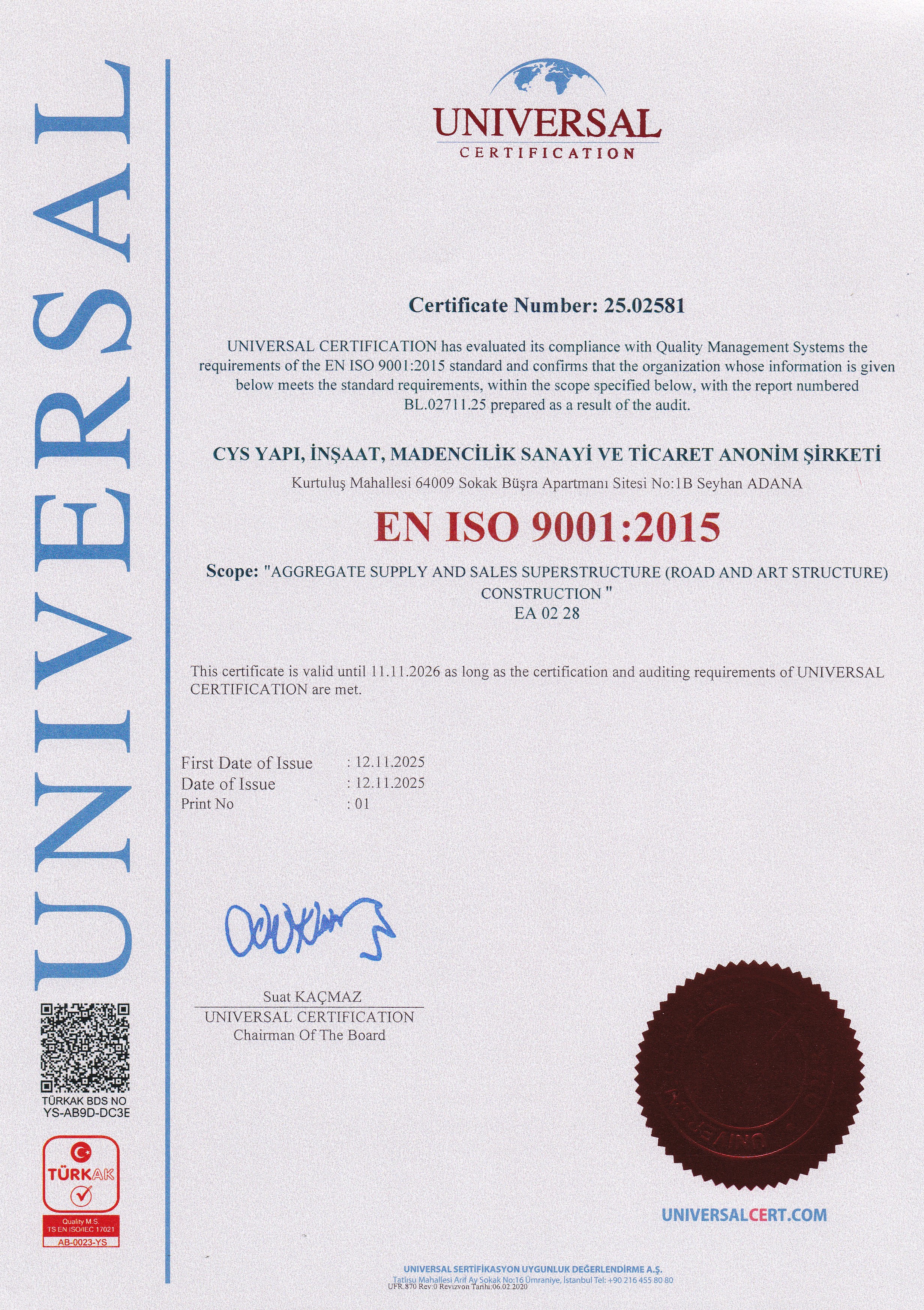 Cys Yapı | CYS ISO 9001