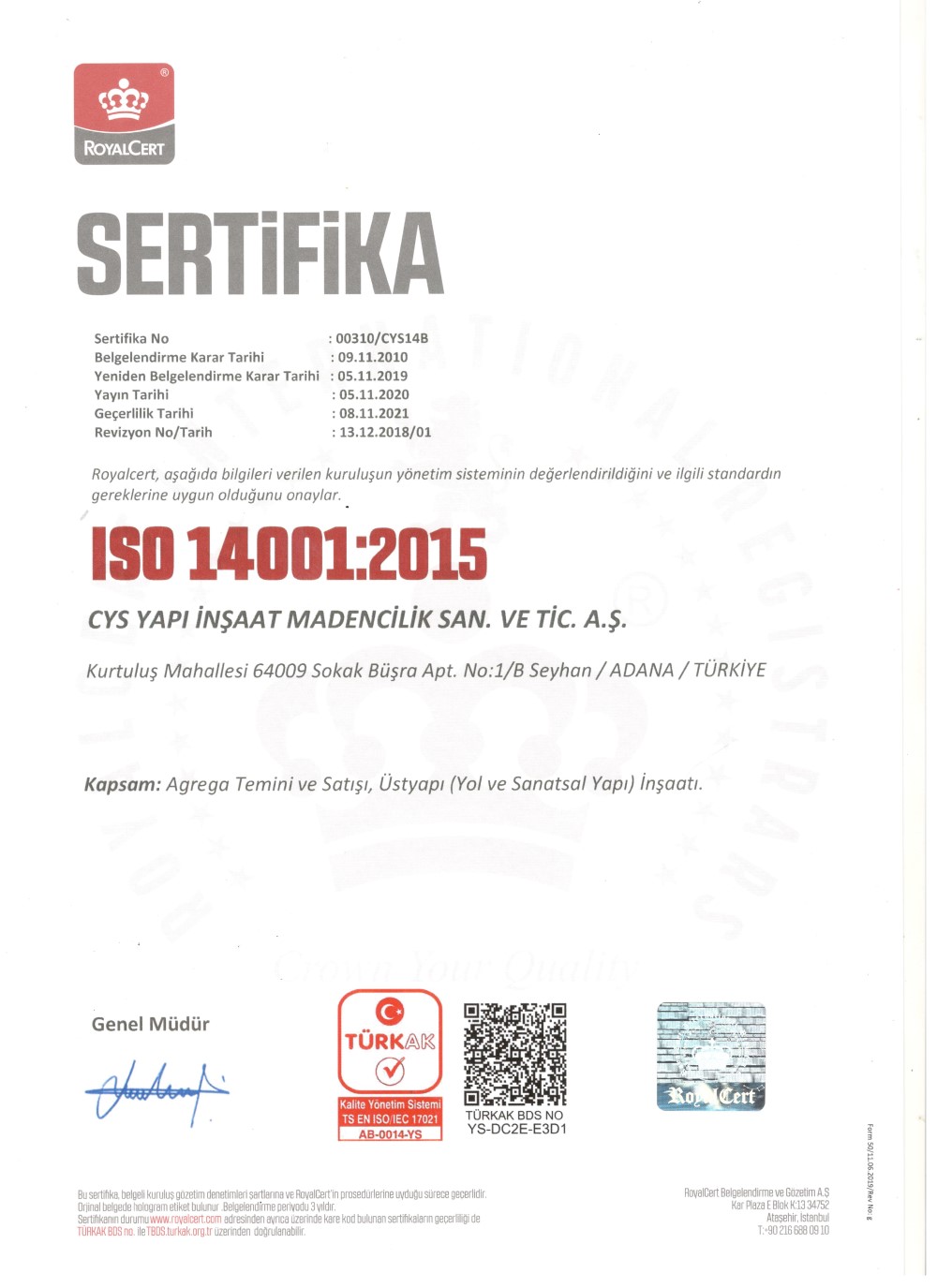 Cys Yapı | CYS ISO 14001